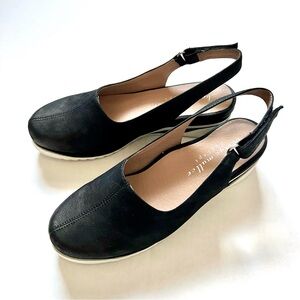 Bettye Muller Black Leather Slingback Shoes